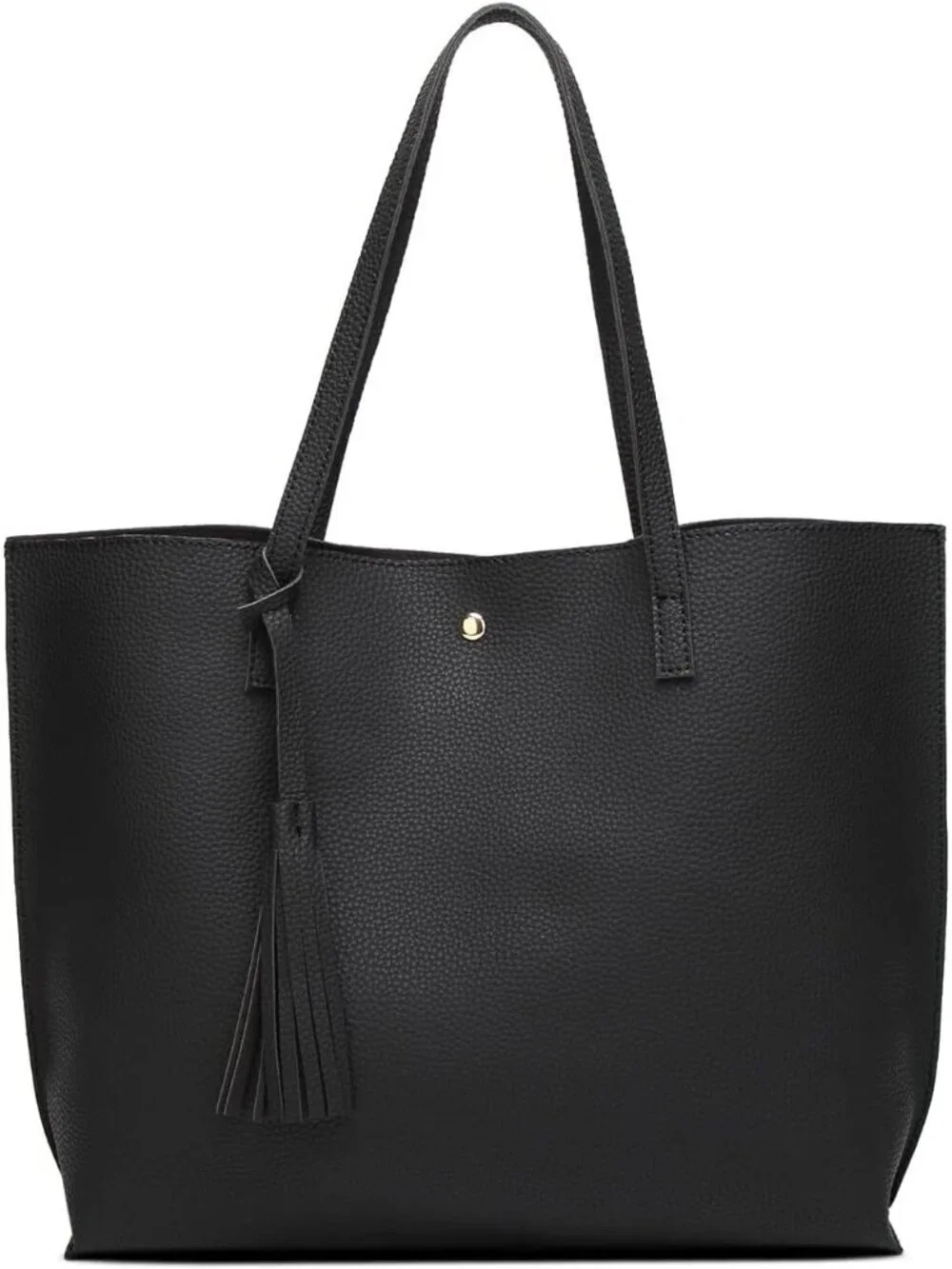 Women's Black Soft Faux Leather Tassel Style Handbag Tote Shoulder Bag
